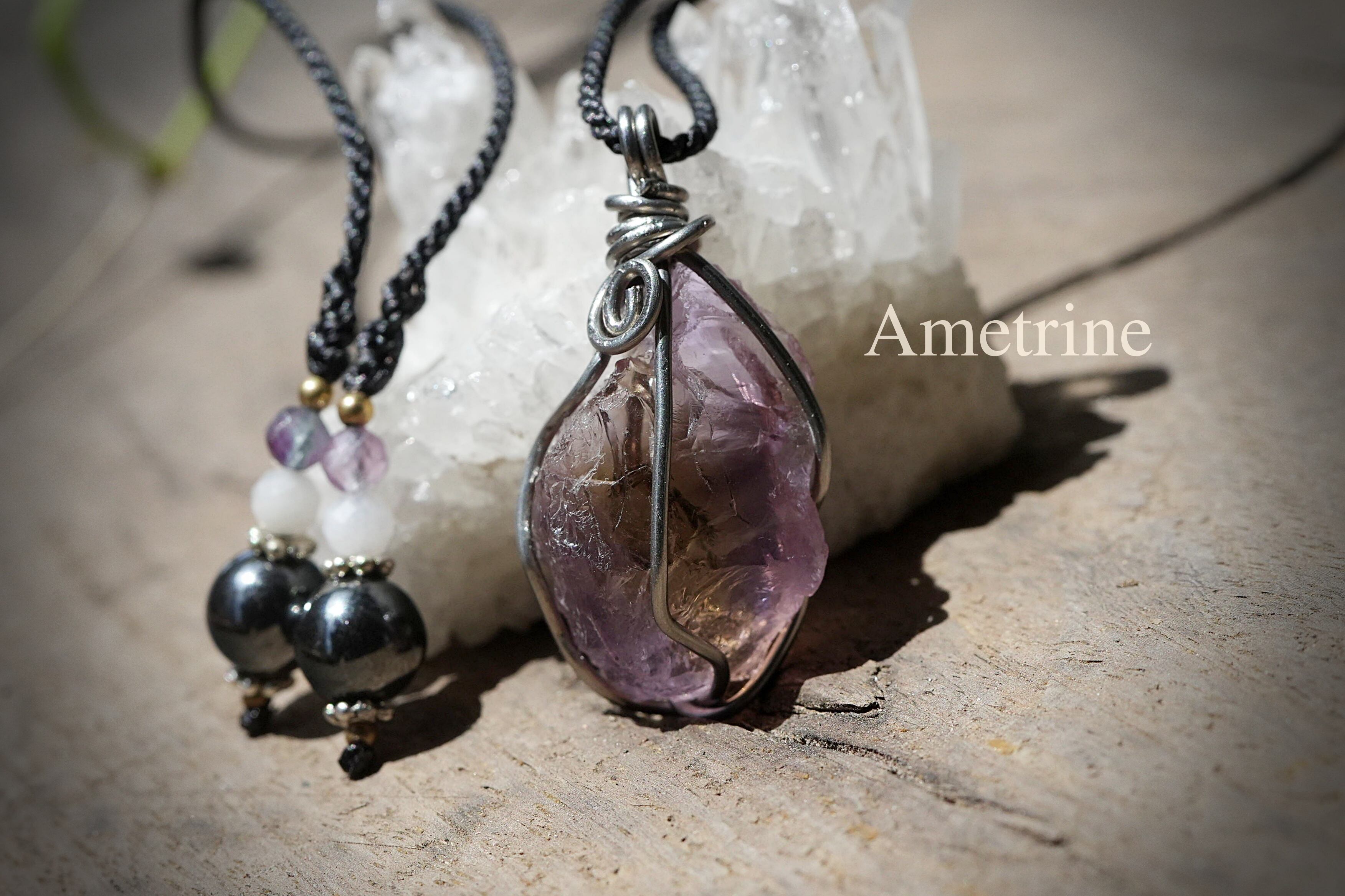 アメトリン原石 ワイヤーアートペンダント2148