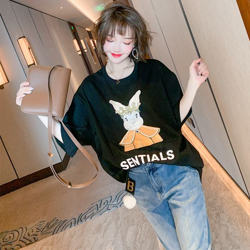 ラウンドネックルーズTシャツ スプリング 春物 Oネック MIUCO96353304119