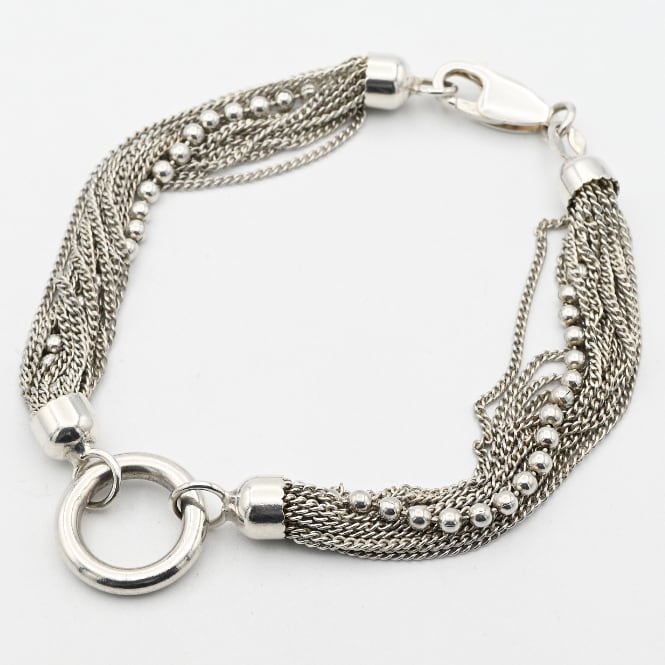 Circle Top Twisted Multiple Beads Link Bracelet / Italy