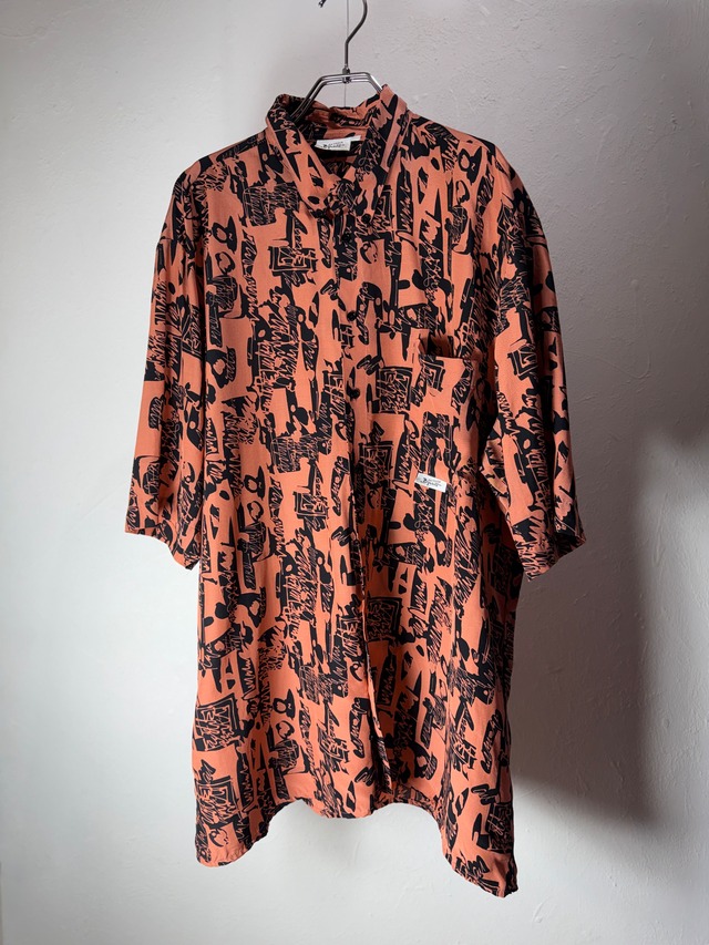 90s EUR Art Pattern Viscose Shirt