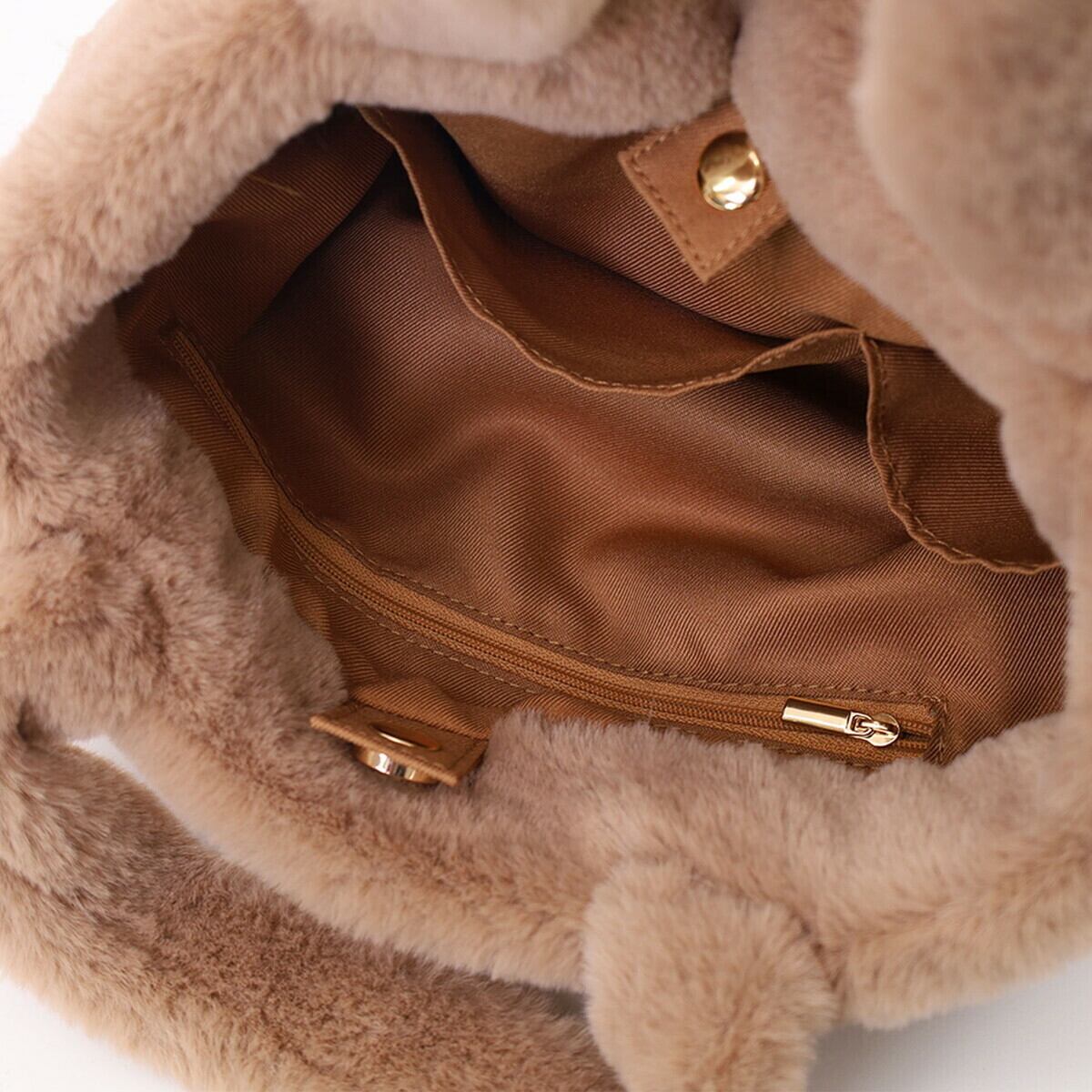 【クーコ COOCO】SMILEY ﾁｬｰﾑ付きｴｺﾌｧｰﾌｪｲｽﾄｰﾄﾊﾞｯｸﾞ ベージュ