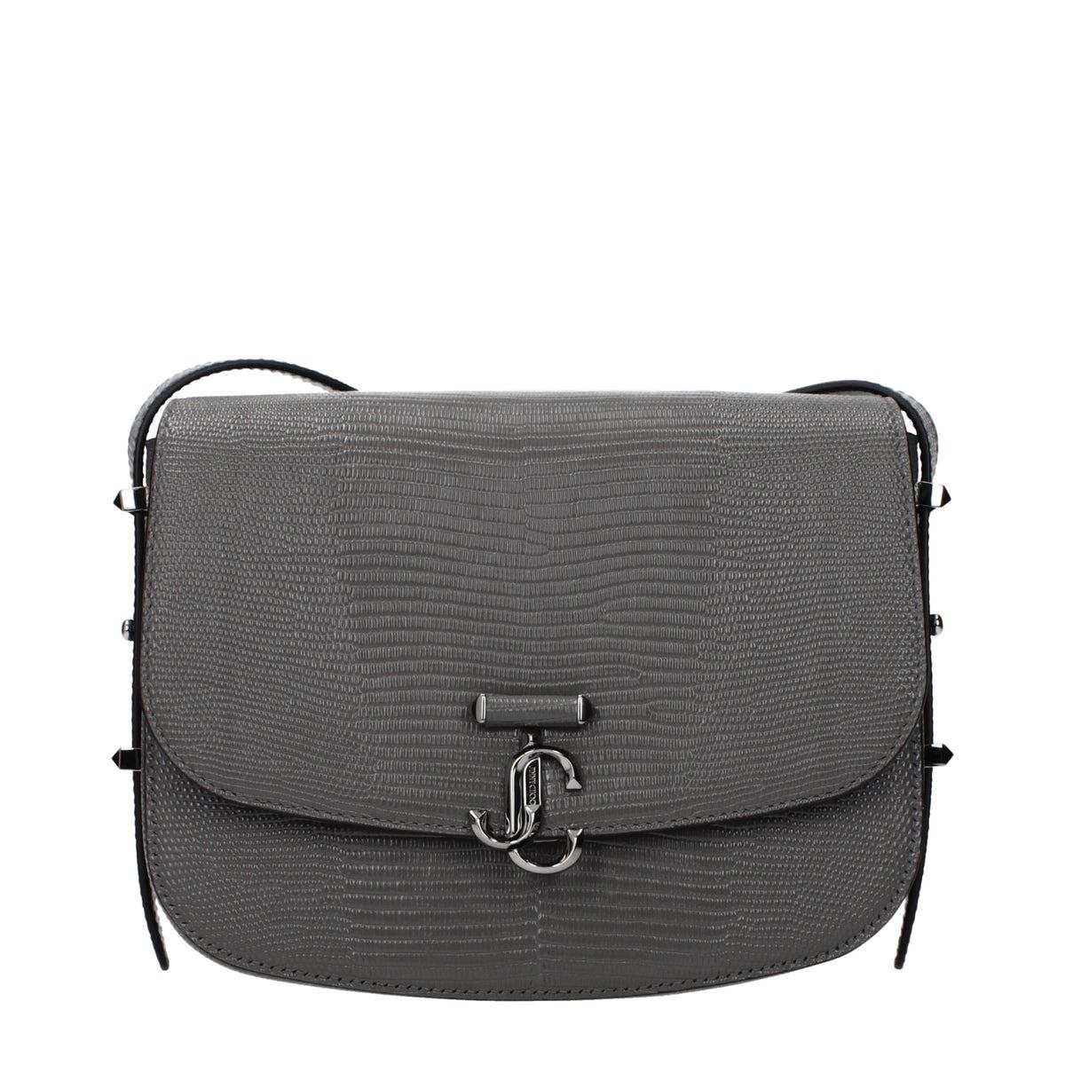 【新品】JIMMY CHOO ジミーチュウ レディース クロスボディバッグ レザー グレー JCBCROSSBODYMOASSTORMGUNMETAL