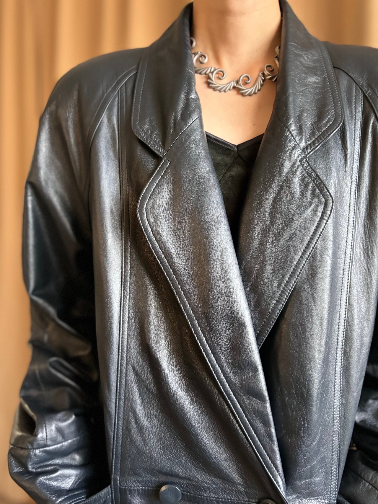 fabric from italy lamb leather jacket-4396-10