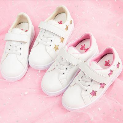 キラキラ 星 スニーカー 2カラー シンプル マジックテープ 可愛い 子供靴 くつ シューズ 19s S S031 A Dear Child