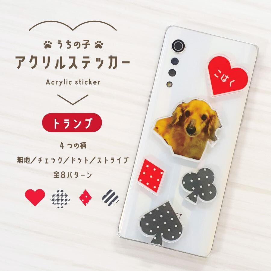 アクリルステッカー トランプ 写真入り 名入れ ペット 犬 猫 ハムスター うさぎ うちの子 スマホ アクセサリー 送料無料 Ameu ペットの名入れ 写真オリジナルグッズ