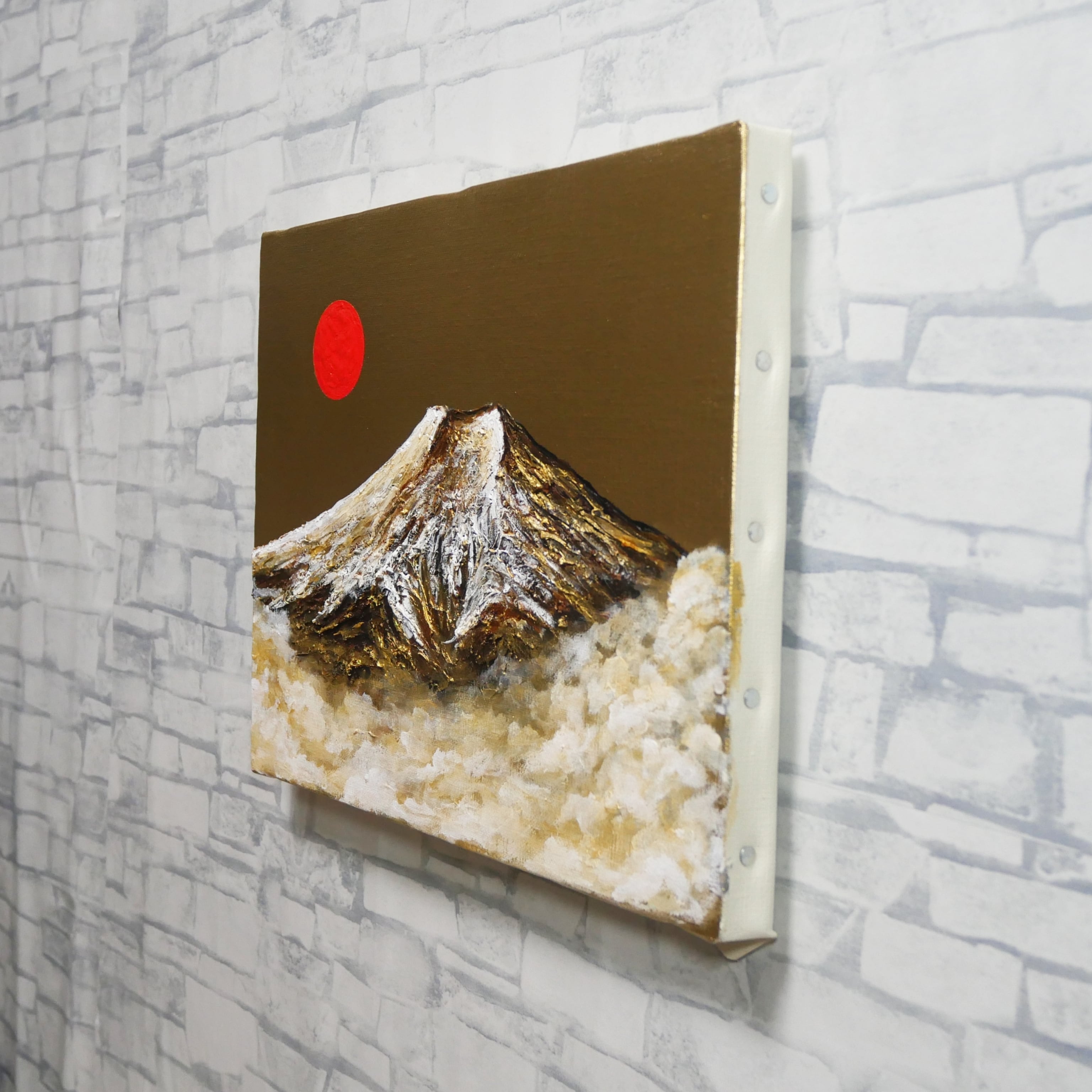 一点物 油彩画【旭日黄金富士】F3号 原画 富士山インテリア | HIROSHI1990