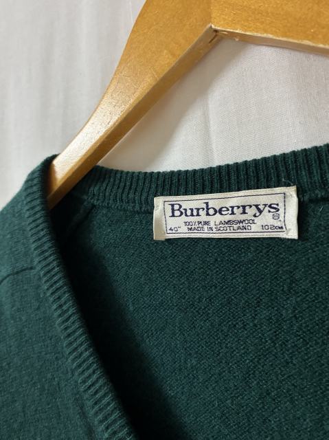 1980~90's Embroidery Design V-Neck Sweater "Burberrys"