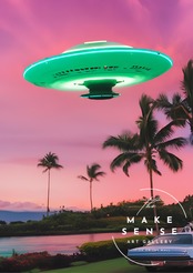 UFO travel｜旅するUFOを描いたユニークで神秘的なアートポスター｜北欧モダンや遊び心ある空間に映える一枚｜日本製A3ポスター