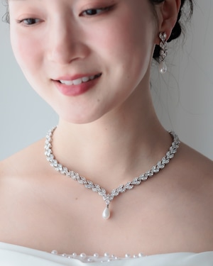 ウェディングネックレスピアスセット【NE2508-01】