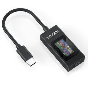 【特価処分】YOJOCK USB電流 電圧チェッカー 電流双方向対応Type-C USBテスター 多機能カラー大画面表示（ケーブル付きモデル）4-30V 0-6.5A