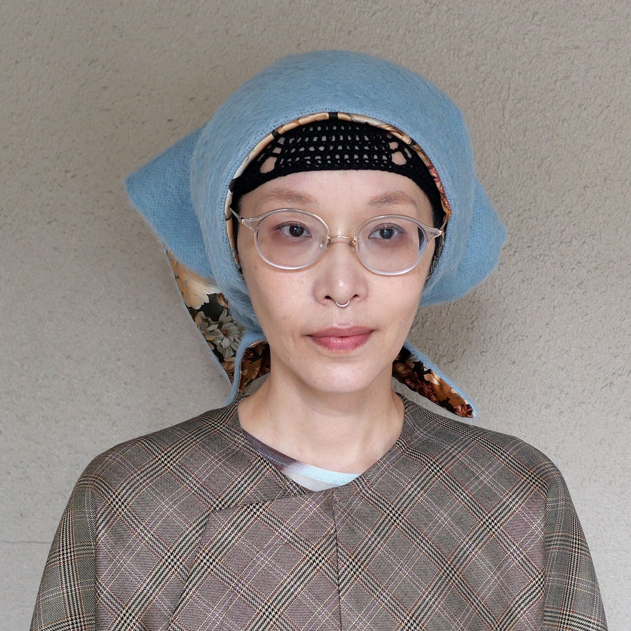 182.あの綿入り三角巾（シャギーウール×花柄） | さゆうま