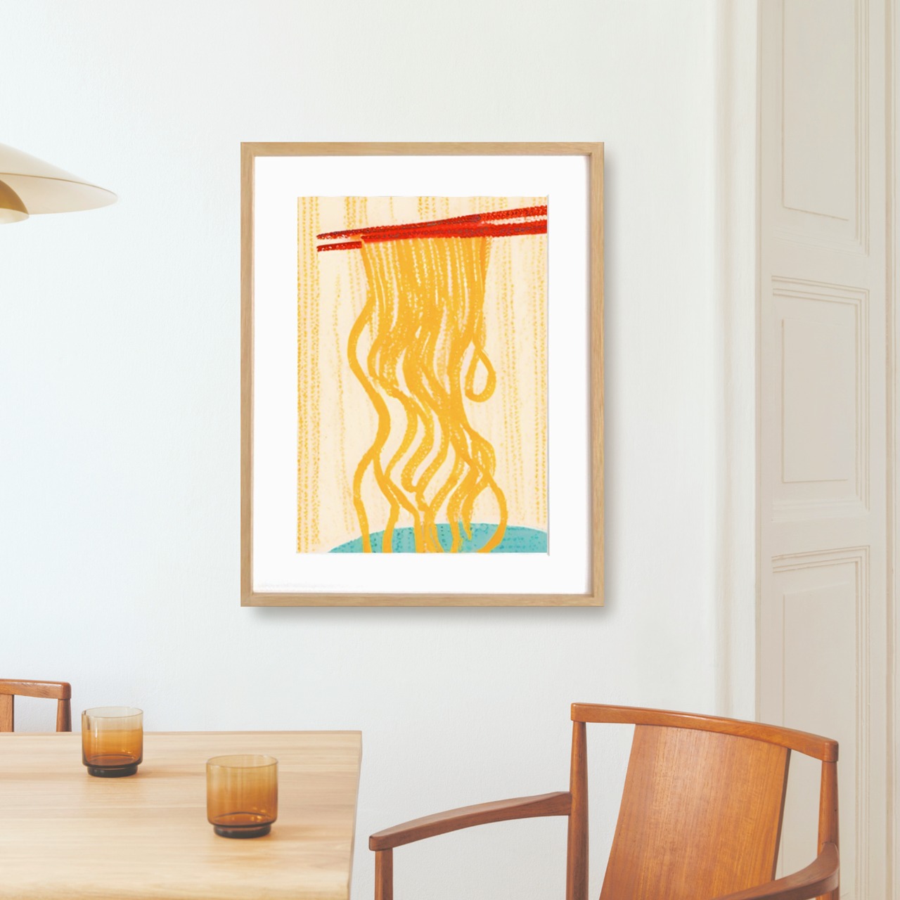 Noodle Flow｜ラーメンをモチーフにしたユーモラスなポップアートポスター｜遊び心とデザイン性が光るおしゃれインテリアA3ポスター