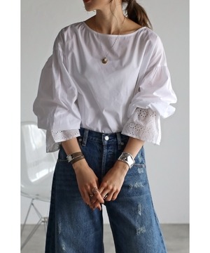 前後2WAY刺繍キャンディスリーブノーカラーシャツ【t-10289】.