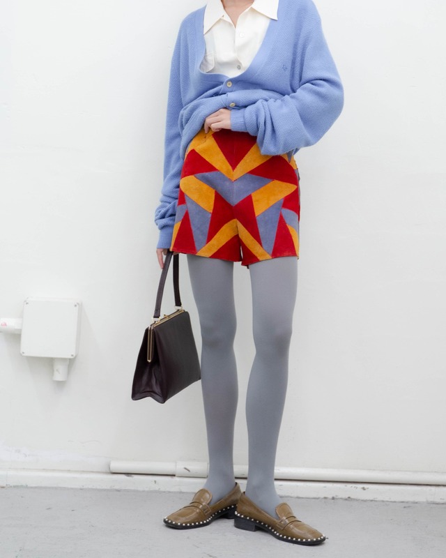 1970s patchwork leather shorts