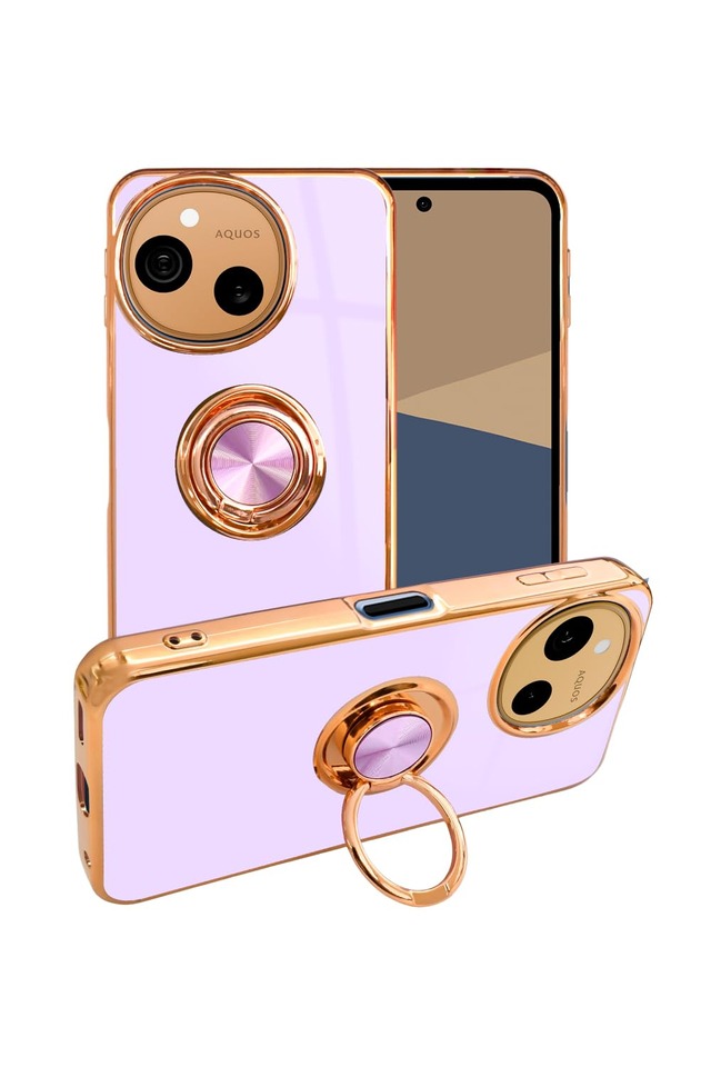 シズカウィル AQUOS sense10 / sense9 用 スマホリング リング付きケース グリッティア ラベンダー 1個入り