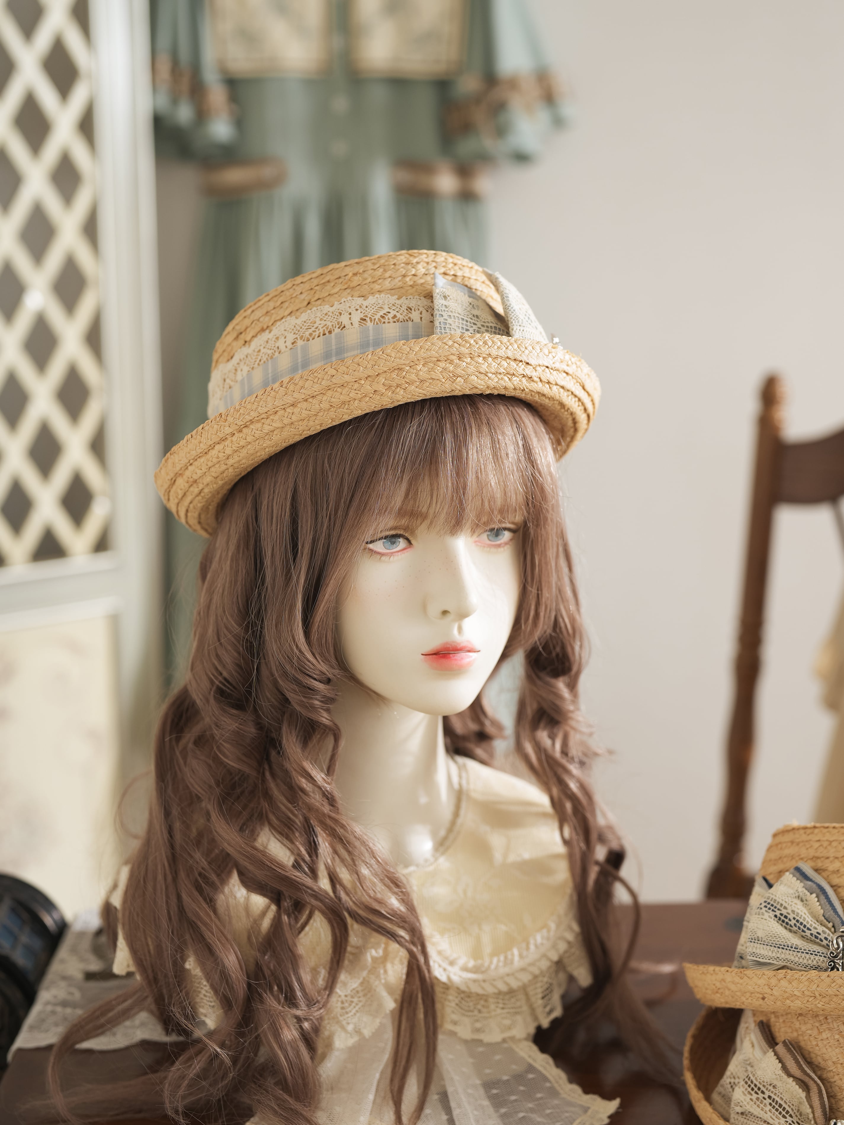 ★未使用に近い　カネコイサオ　リボン鈴蘭、麦わら帽子柄　麦わら帽子 ☆未使用に近い カネコイサオ リボン鈴蘭、麦わら帽子柄 麦わら帽子