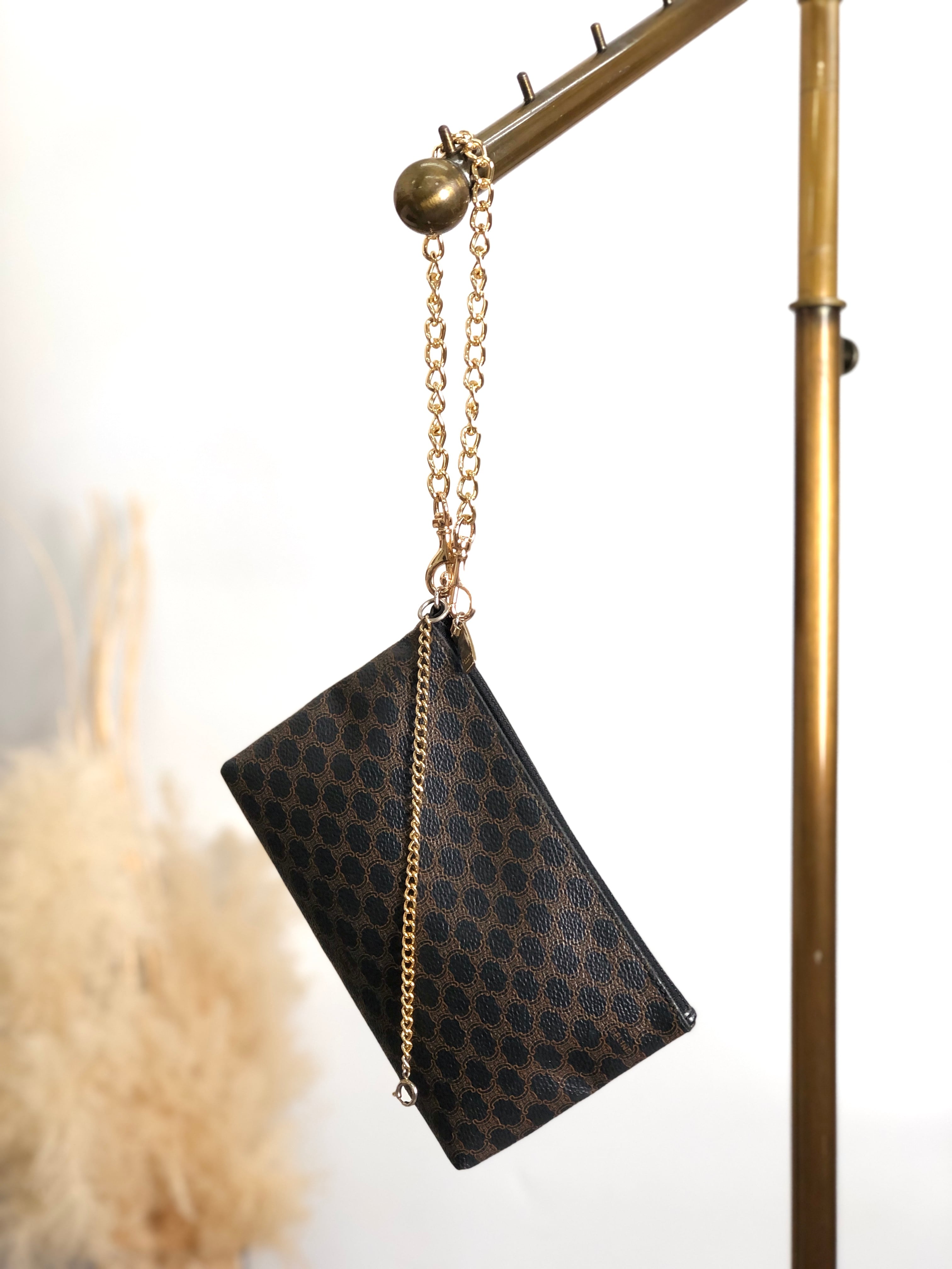 CELINE セリーヌ マカダム ポーチ ブラック PVC チェーン vintage