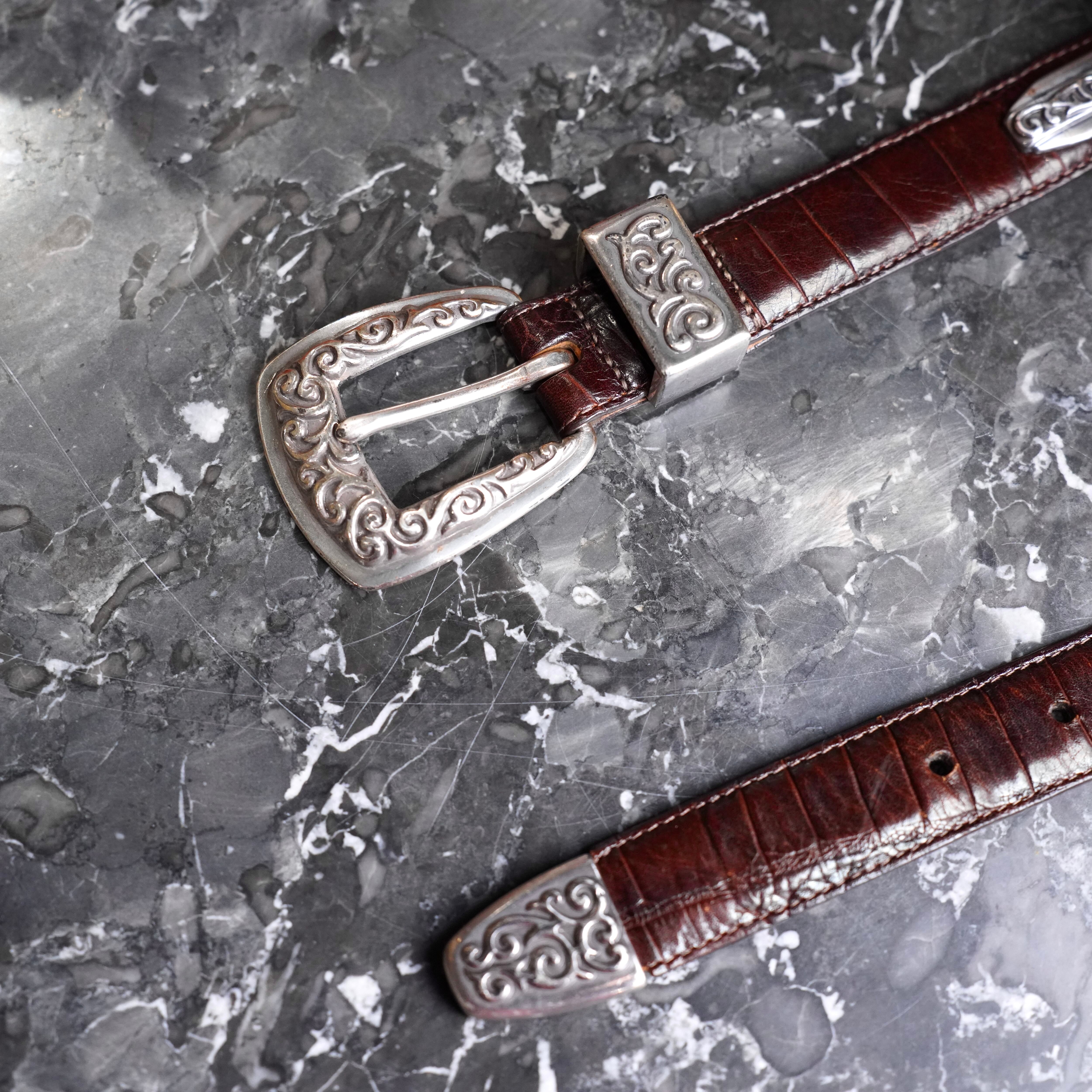 BRIGHTON★　USA VINTAGE ウエスタン　レザー　ベルト USA VINTAGE BRIGHTON BUCKLE DESIGN LEATHER BELT/アメリカ古着