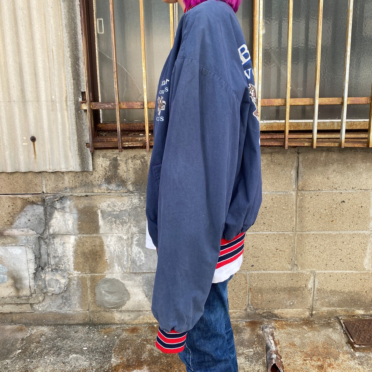 90年代 USA製 Budweiser バドワイザー スタジャン メンズL相当 古着 