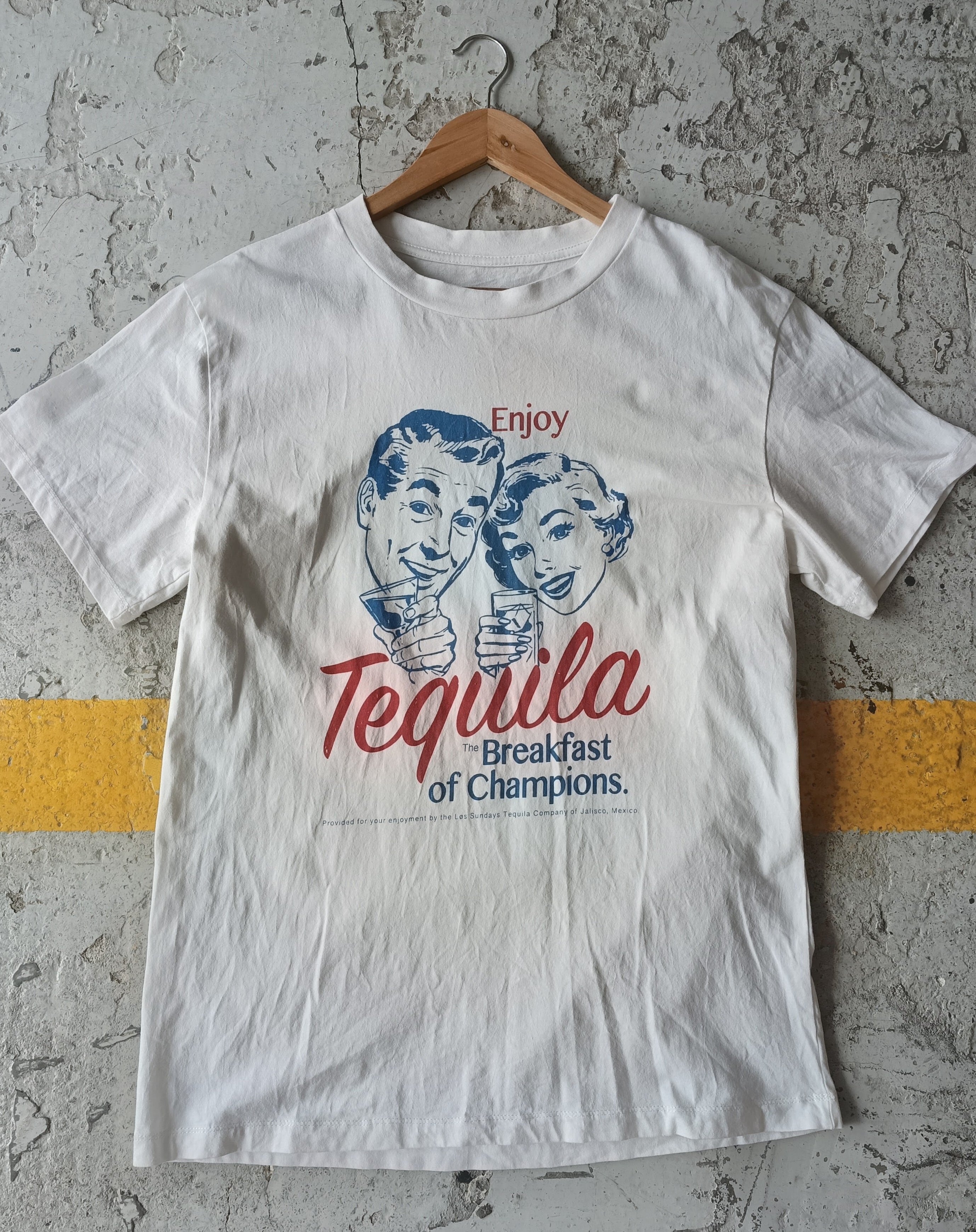 Used Tシャツ◆L Los SUNDAYS Tequila Logo Tee オフホワイト◆USA古着