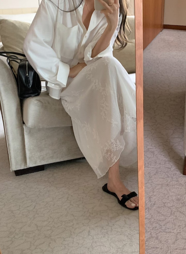 (予約) LITER / Ria embroidered chiffon skirt 1color