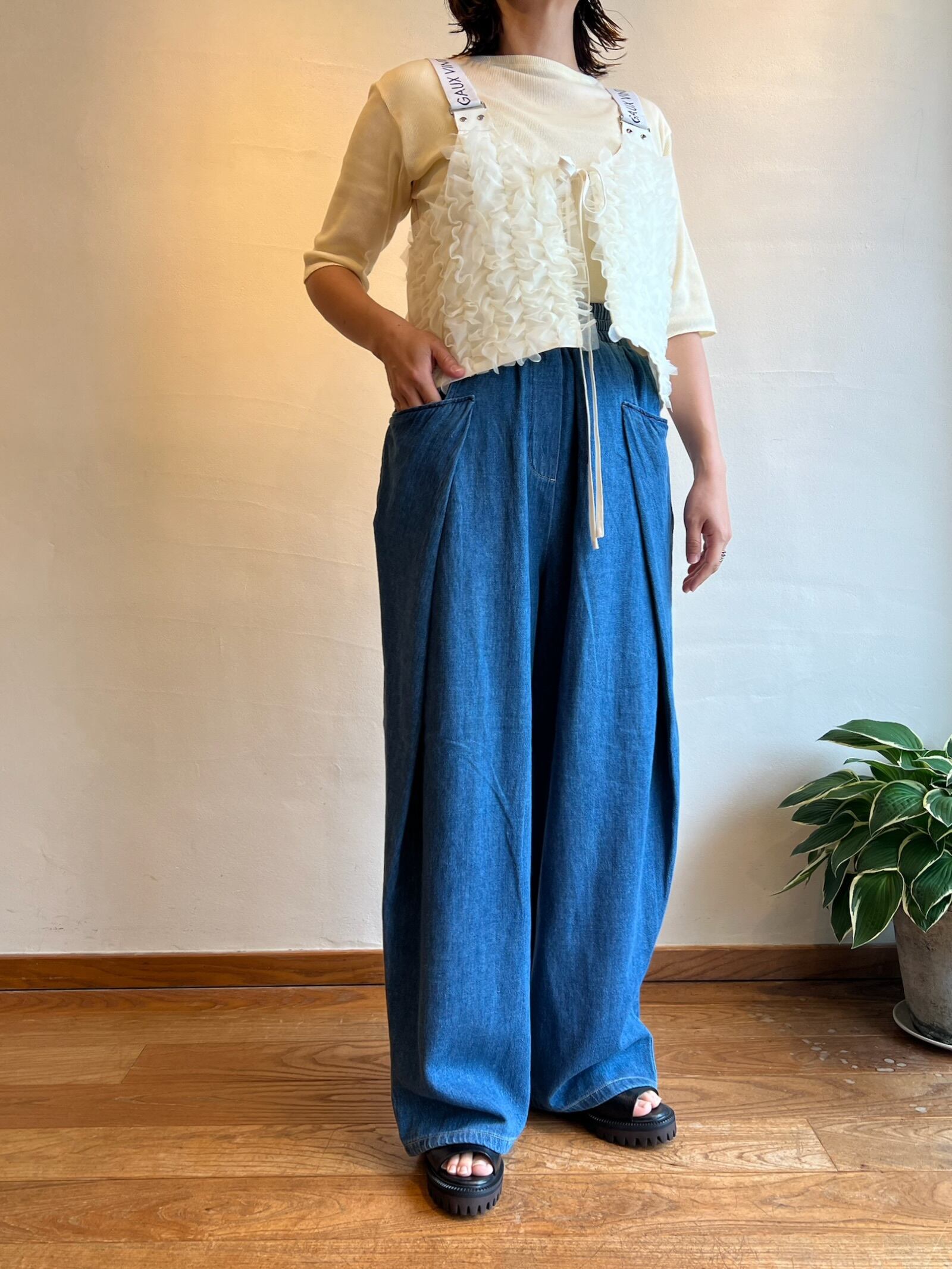 CYAN TOKYO2026ss オーバータックリネンデニムワイド CYAN TOKYO / オーバータックリネンデニムワイド | anouk