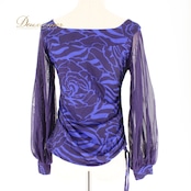 社交ダンス 衣装 スタンダード トップス レッスンウェア レディース ICHIOKU イチオク ブルー系 青 レース 長袖 練習着 かわいい 花柄 シック デザイン 薄手 おしゃれ 個性的 スタイリッシュ ストレッチ カジュアル ダンスウェア 発表会 舞台衣装 フォーマル レッスン着 動きやすい 運動用 季節問わず