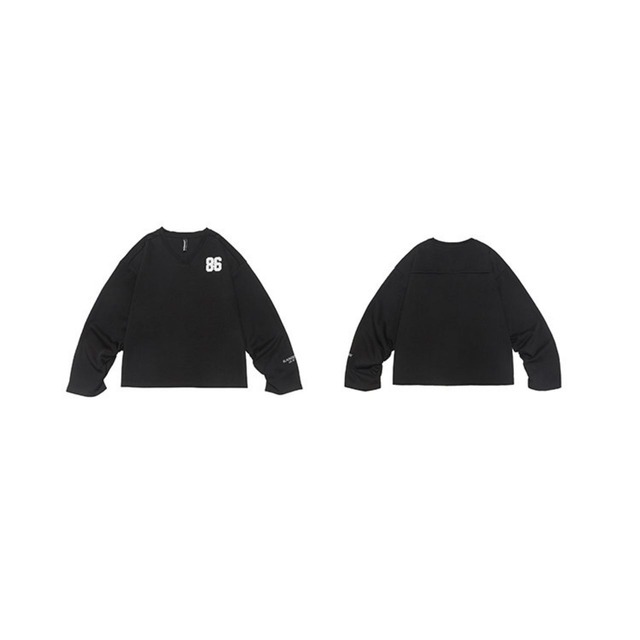 ルーズシルエットVネックロゴトップス   R01396