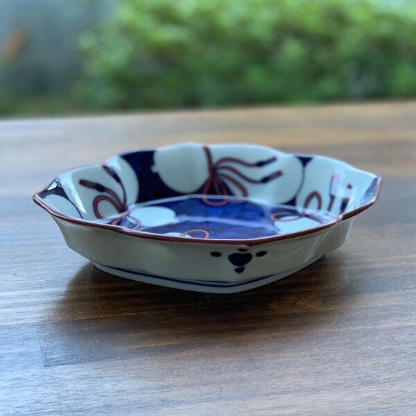 まるふくオリジナル】有田焼 花菱型ひょうたん図釉彩向付 | MARUFUKU