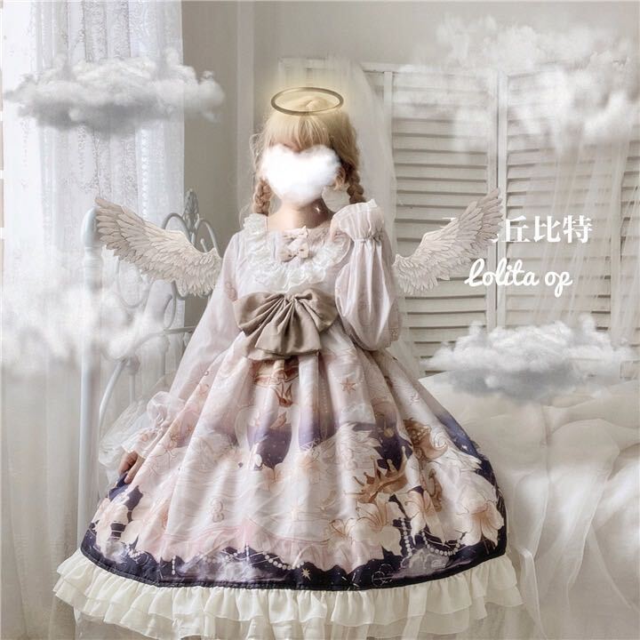 最終値下げ　ロリータ　Baby 白鳥　スワン　城　長袖　ラメ　OP 新品未使用 送料無料 春服ロリータスワンキューピッドロリータ長袖OPドレス