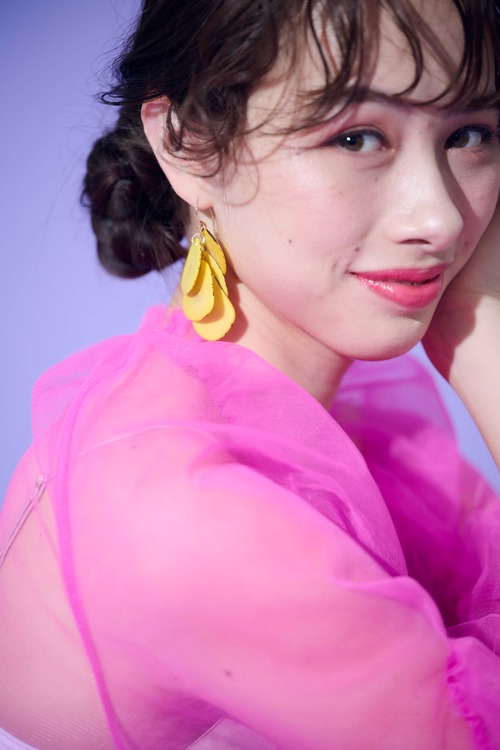 14kgf Yellow Tagua Nuts layers pierced earrings / earringsタグア