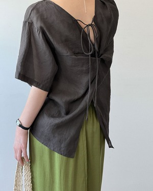 Ribbon-Tie Sheer Blouse