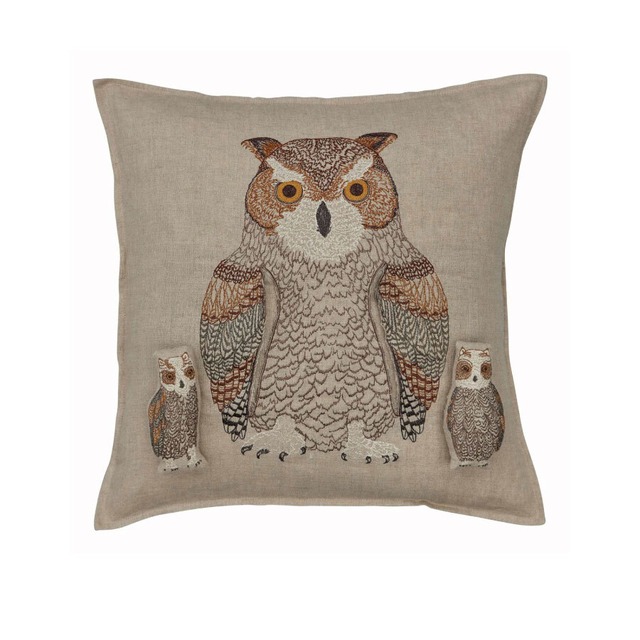 CORAL&TUSK「Owl Mama Pocket Pillow」フクロウ親子 ポケット・縫いぐるみ付きクッションカバー 40x40cm  (コーラル・アンド・タスク)