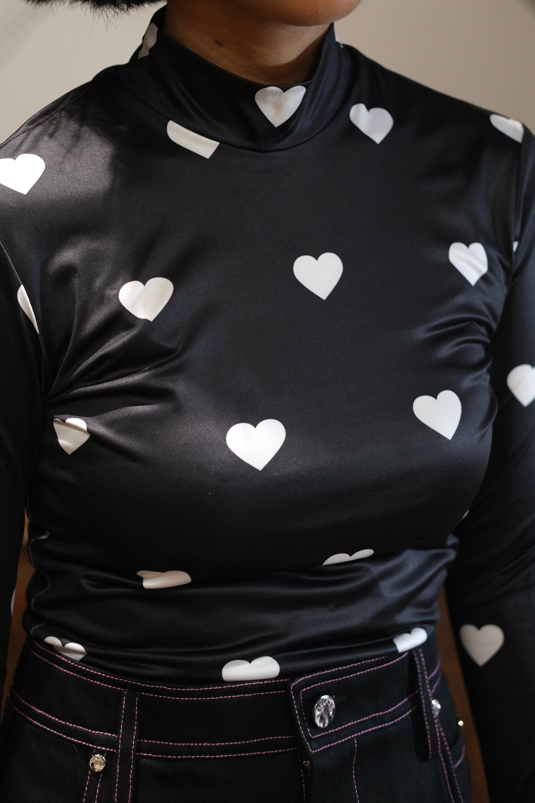 VIVIANO】Elastic Top - black×white - | loop