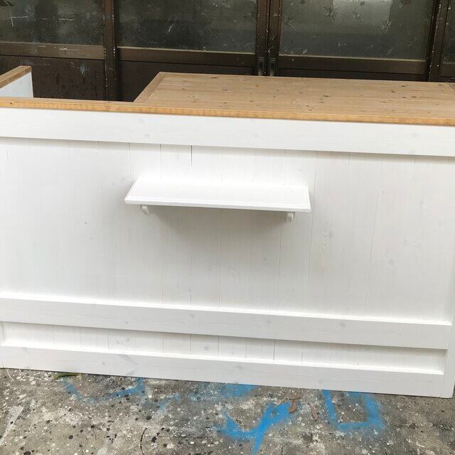 ☆【ホワイトツートン】レジカウンターテーブル【1200】カントリー調