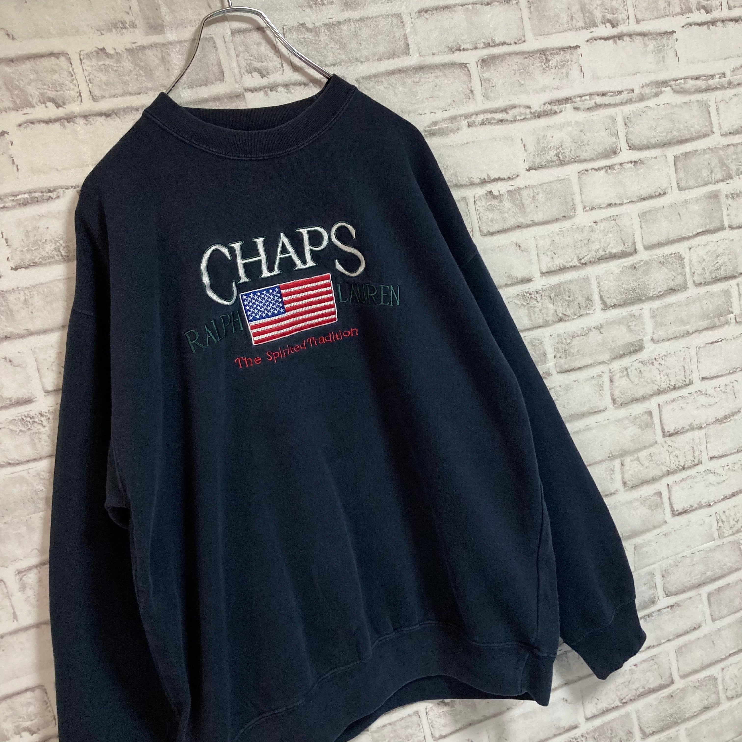 【CHAPS RALPH LAUREN】L/S Sweat L 90s スウェット トレーナー 刺繍ロゴ 星条旗 vintage ヴィンテージ  アメリカ USA 古着