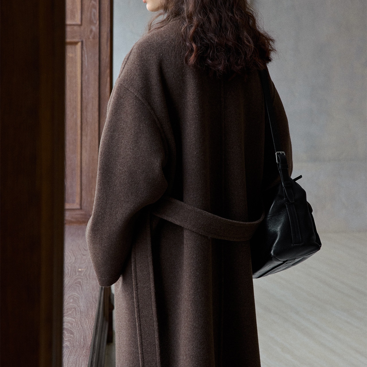 Oversized Wool Blend Drape Coat T3672