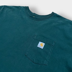 【Carhartt】3XL ビッグシルエット ポケットTシャツ ポケT カーハート 深緑 ディープグリーン US古着