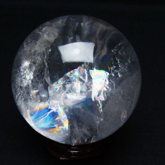 水晶 丸玉 虹入り 63mm スフィア 置物 水晶玉 一点物 151-8820