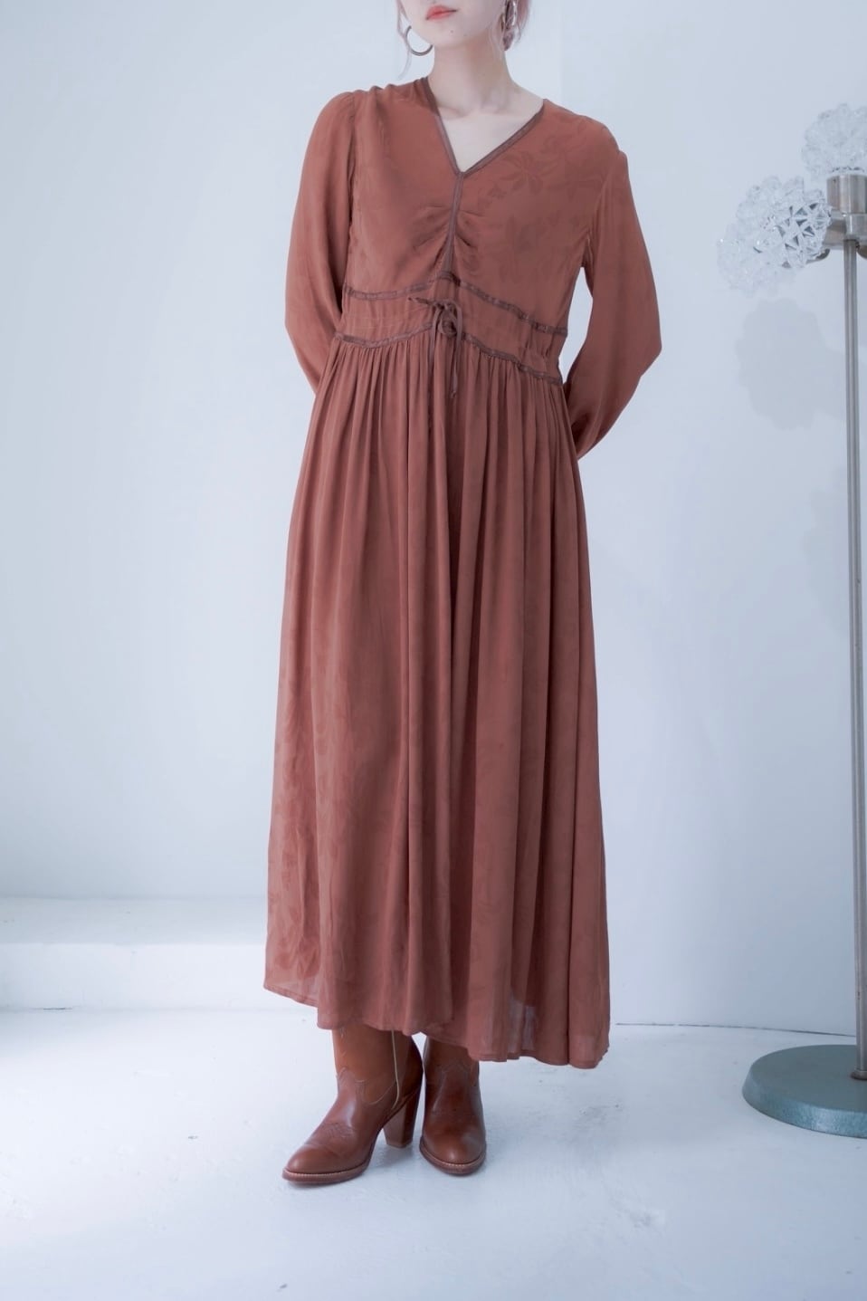 brown flower print dress