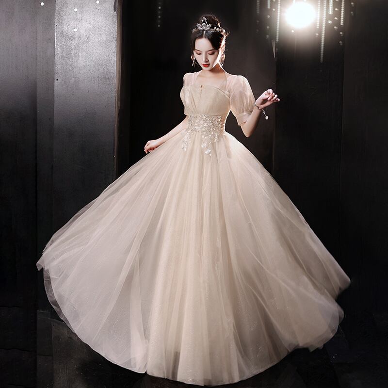 【2色】ナイトドレス 宴会 ロングドレス キラキラ お姫様 誕生日 パーティー 演奏会 XH2-YWL8.26