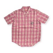 美品 麻100% Castelbajac カステルバジャック チェック柄 半袖 リネン シャツ 1 /ピンク系/レディース