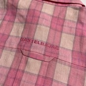 美品 麻100% Castelbajac カステルバジャック チェック柄 半袖 リネン シャツ 1 /ピンク系/レディース