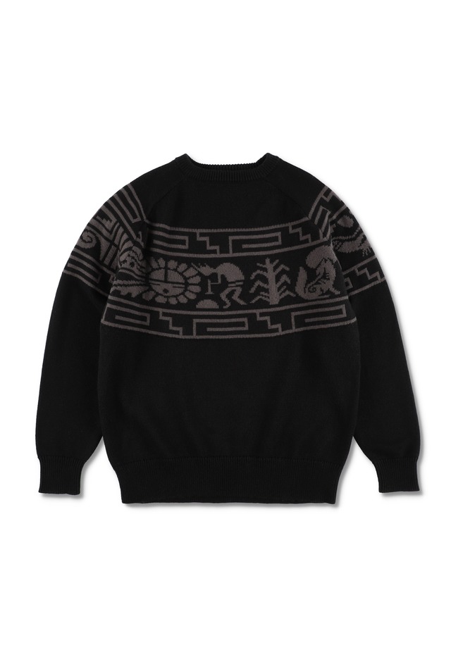 SUN FACE OVERLAY SWEATER BLACK