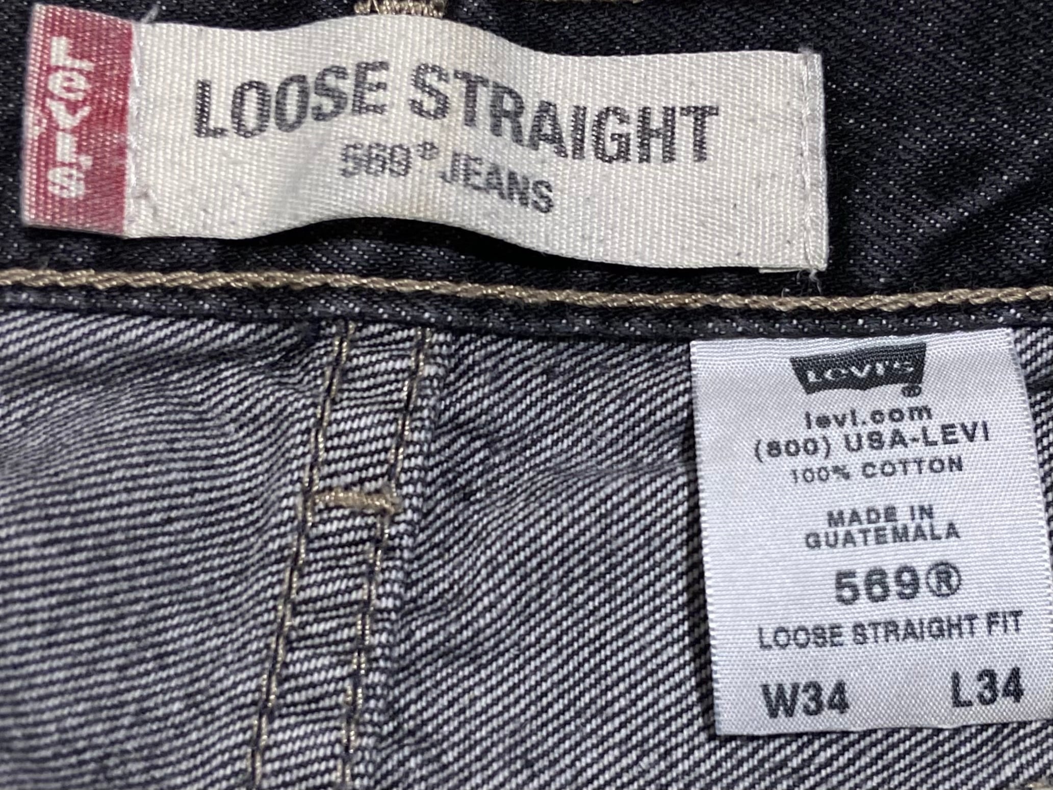 03 00s Levis リーバイス 569 ルーズ ジーンズ ブラック 【W36】BL-352