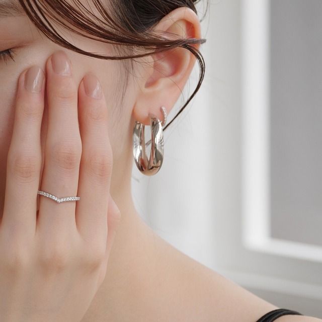 K18ホワイトゴールド 直径12mmダイヤモンドフープピアス【MKW0014P1】