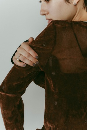 2way Sheer Velours Tops / BROWN