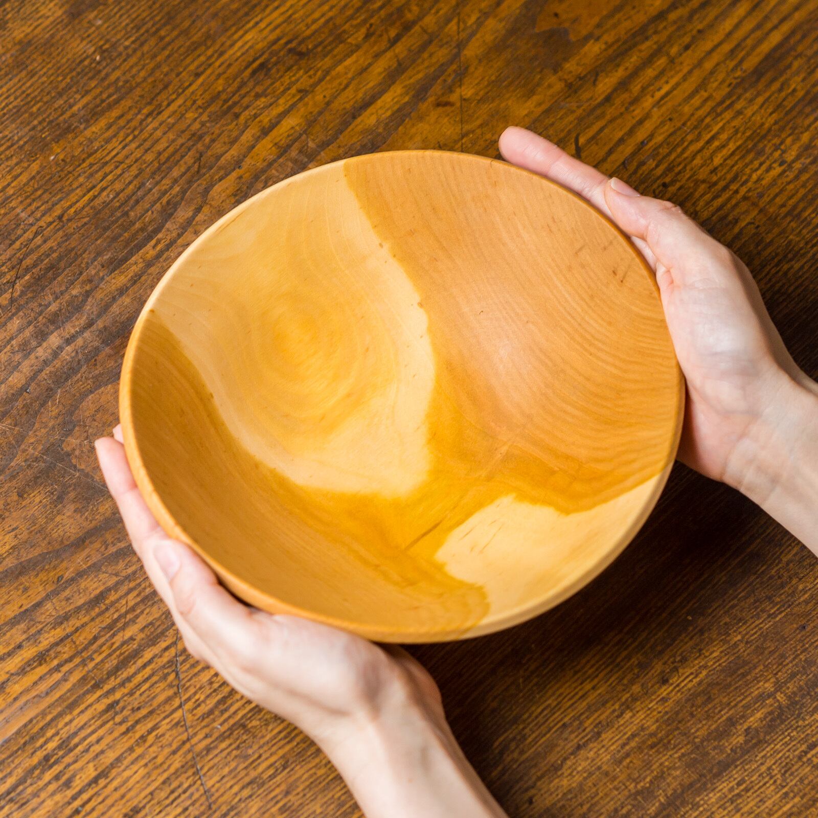 木製ボウル　大皿　山桜　無垢材 山桜 ウッドボウル（サラダボウル・木製ボウル）／Canaria Wood Works