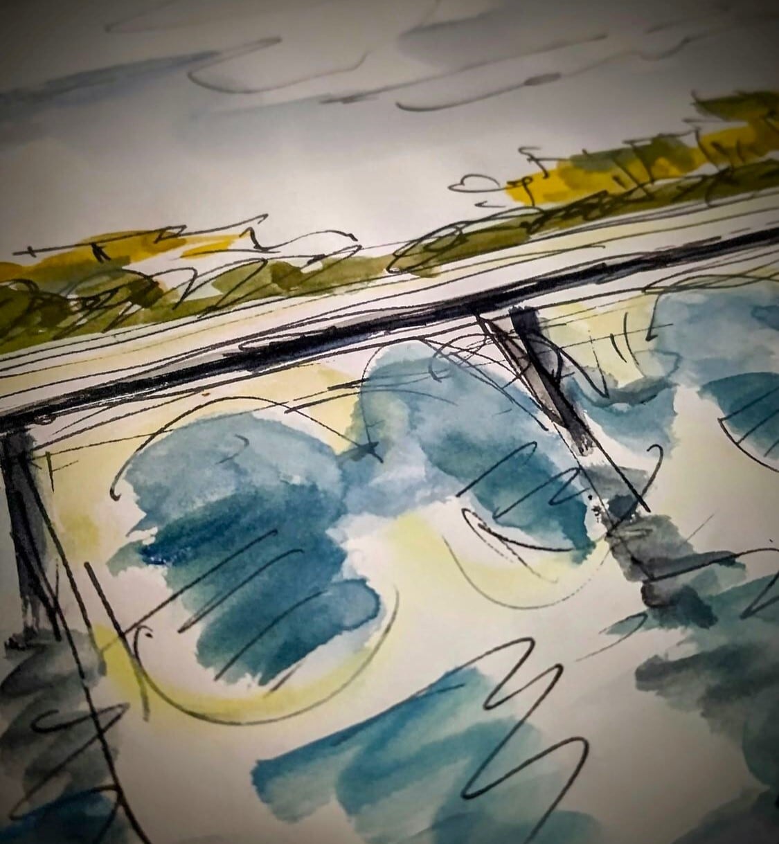 三上隆彦 － 【テヴェレ川 in Rome】 水彩画 原画 サインあり | SECCHU