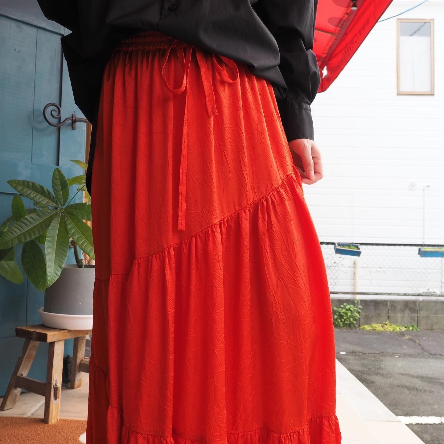 Cupra satin Tiered Skirt(00ブラック-フリー)